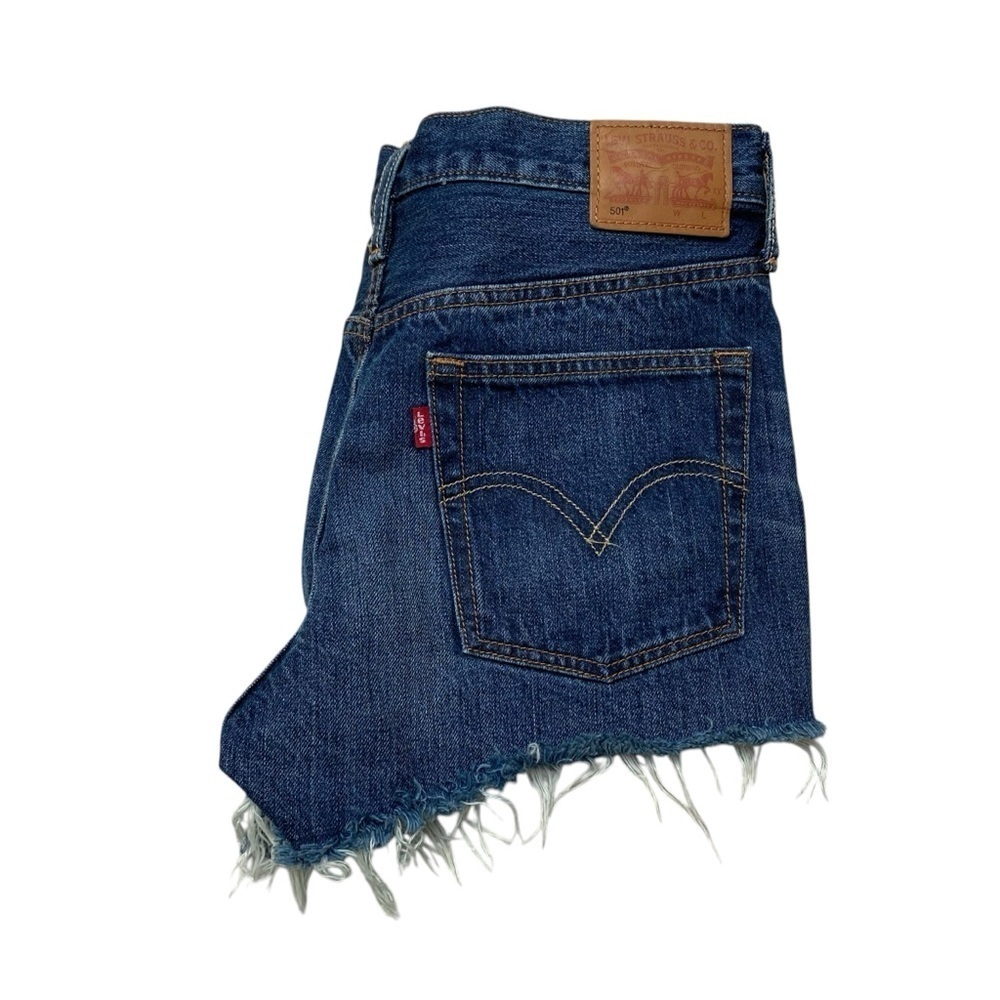 Levi’s 501 Original Cutoff Shorts 28 High Rise Button Fly Frayed Denim - Picture 5 of 10